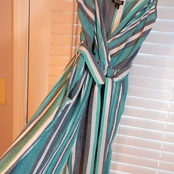 a.n.a Pants - A.n.a Boho Strip Linen Blend Green White Spaghetti Strap Jumpsuit Romper Size S